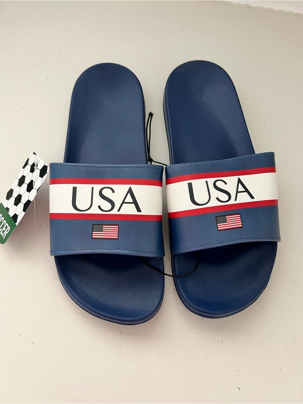 NWT Men’s USA Flag Slide Sandals | Size 9/10 | Patriotic Slip-On Shoes